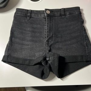 black denim shorts